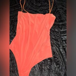 Satin Salmon Pink Bodysuit